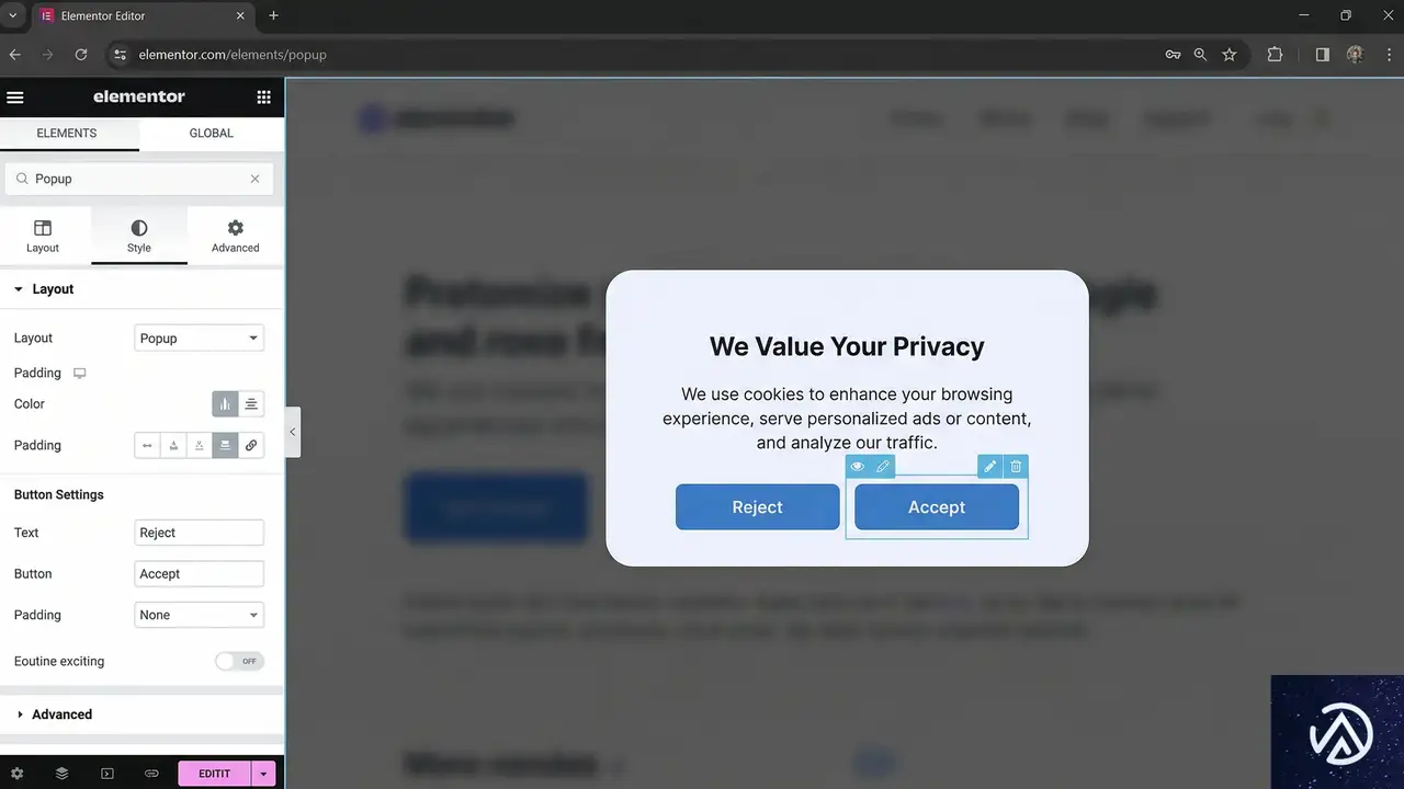 Elementor Editor Proによるカスタム準拠バナーの構築