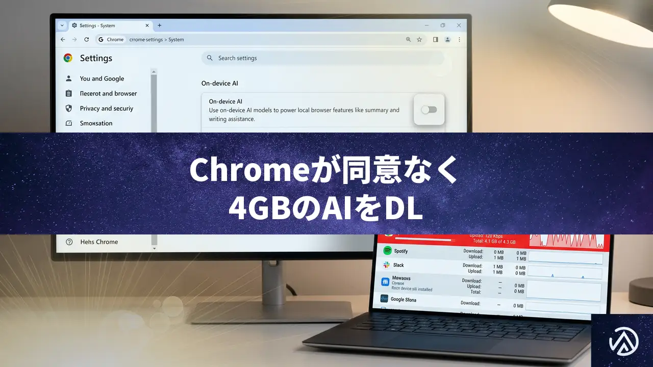 Chromeが同意なく4GBのAIモデルをダウンロードする問題