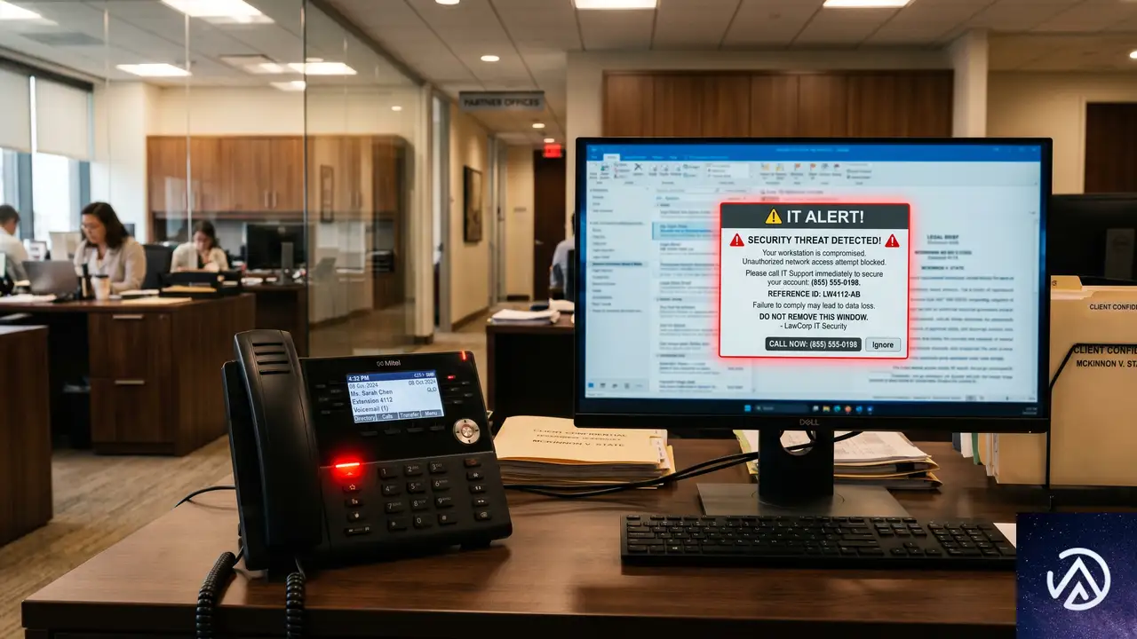 法務事務所を狙う「偽のITサポート」電話が増加している