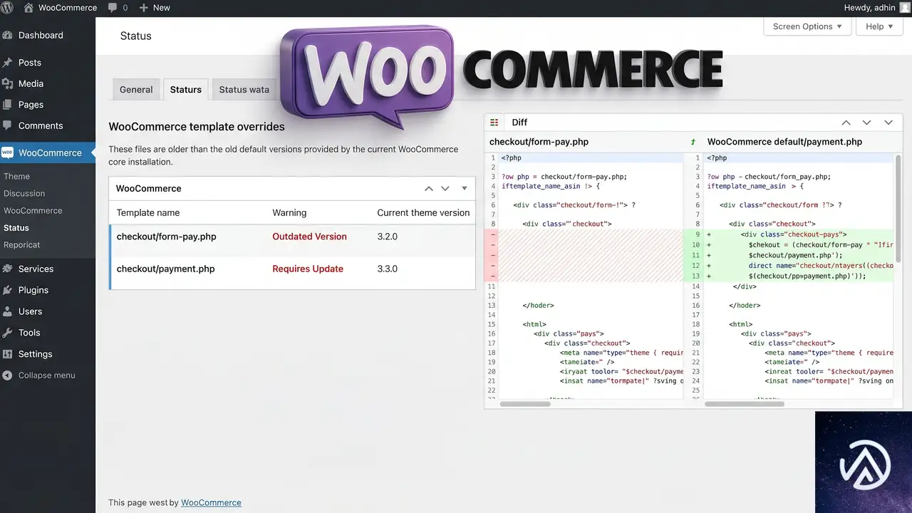 テーマと WooCommerce テンプレートのバージョン不整合を解消する