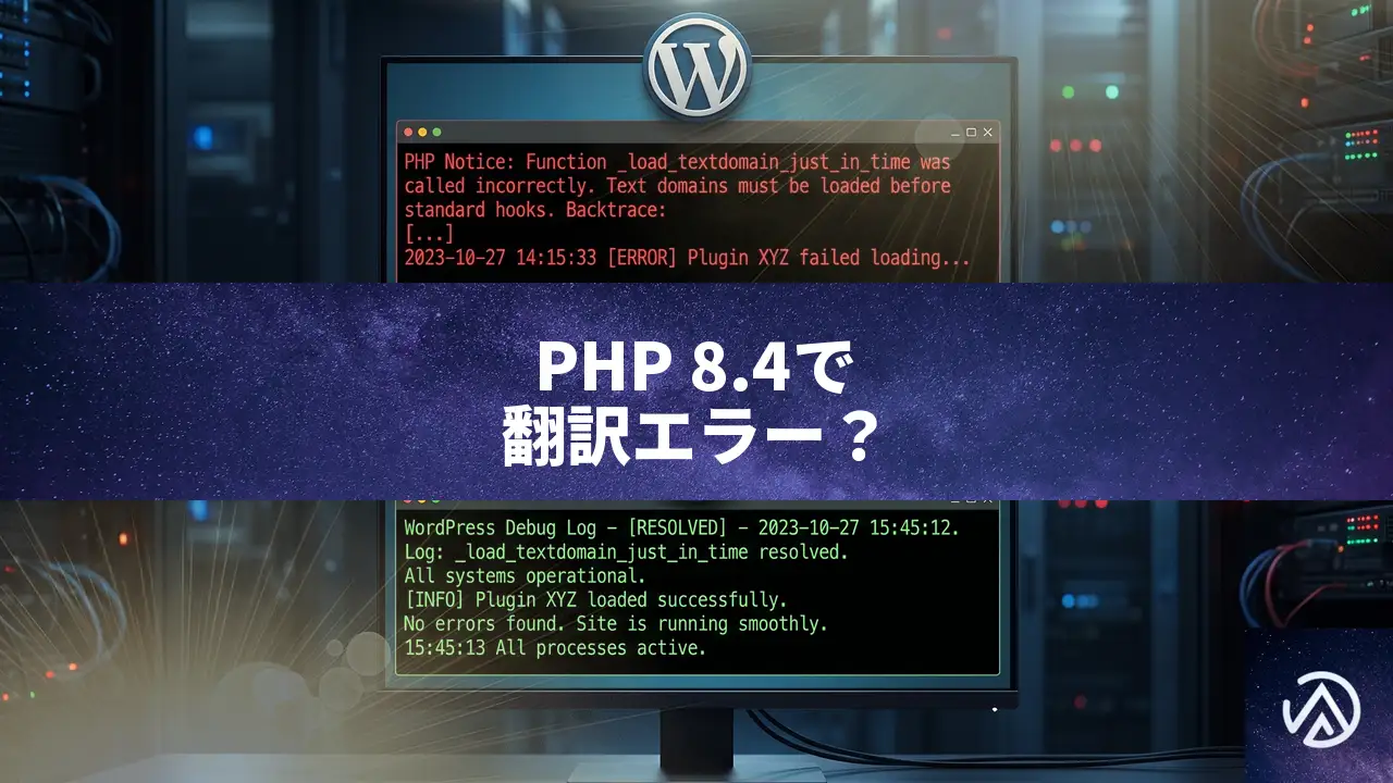 PHP 8.4にしたらmodern-events-calendar-liteで翻訳読み込みエラーが出た時の対処法