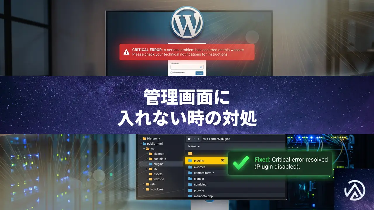 プラグイン更新後に管理画面が真っ白になった時の原因と直し方