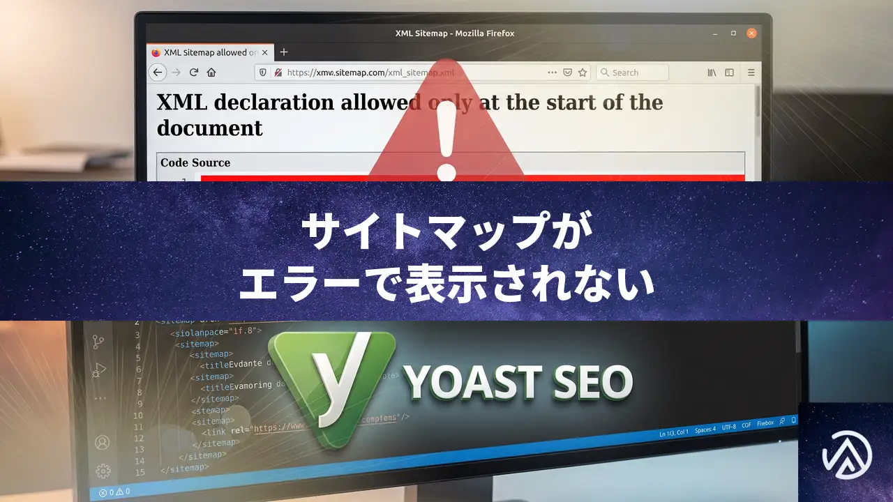 XMLサイトマップで「XML 宣言はドキュメントの先頭でのみ許可されています」エラーの直し方