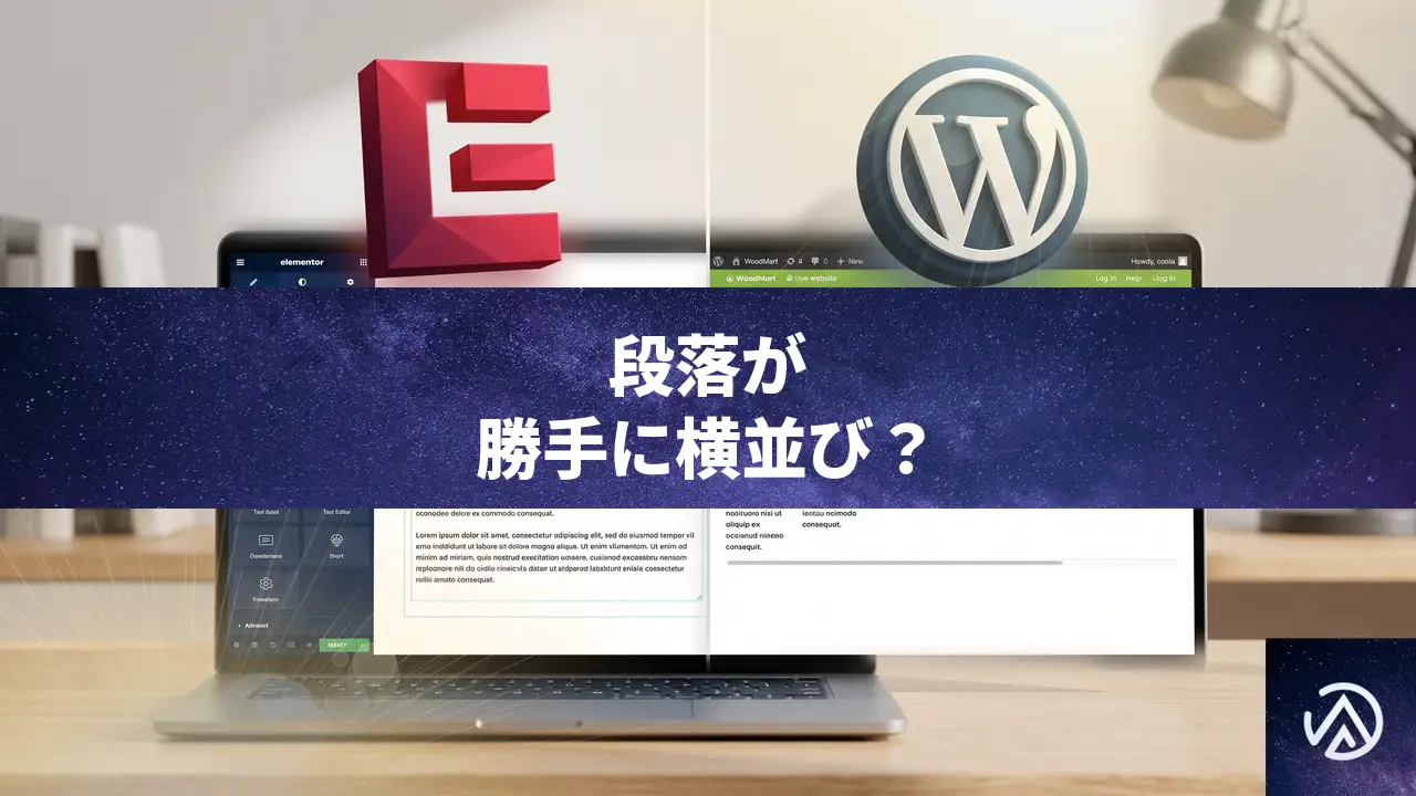 Elementorテキストエディタで段落が勝手に横並びになる時の直し方