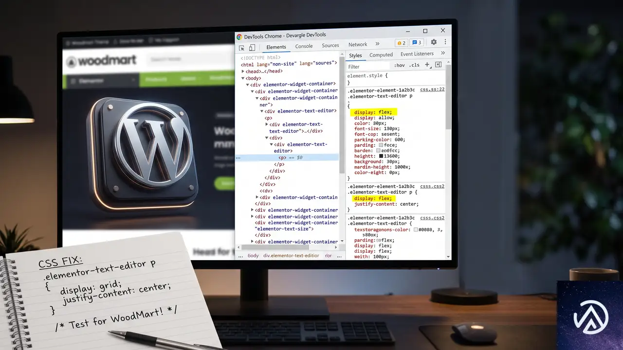ElementorとWoodMartで段落が横並びになるCSSの特定と修正手順