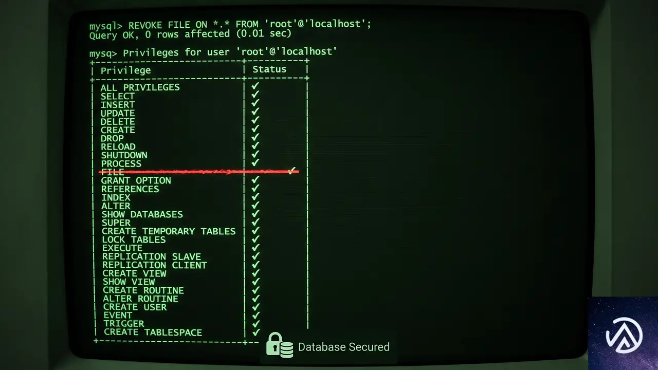 データベースユーザーから FILE 権限を剥奪する
