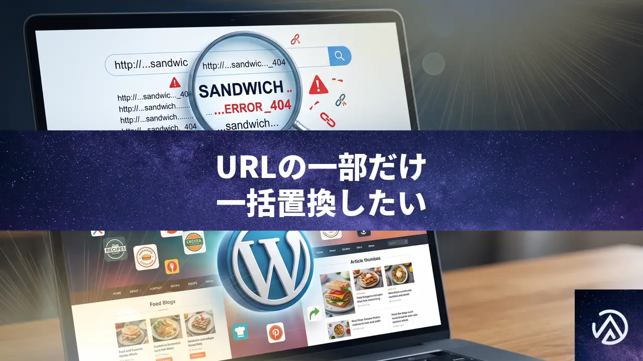 URLに特定の単語を含むリンクを一括でホームページに置換する方法