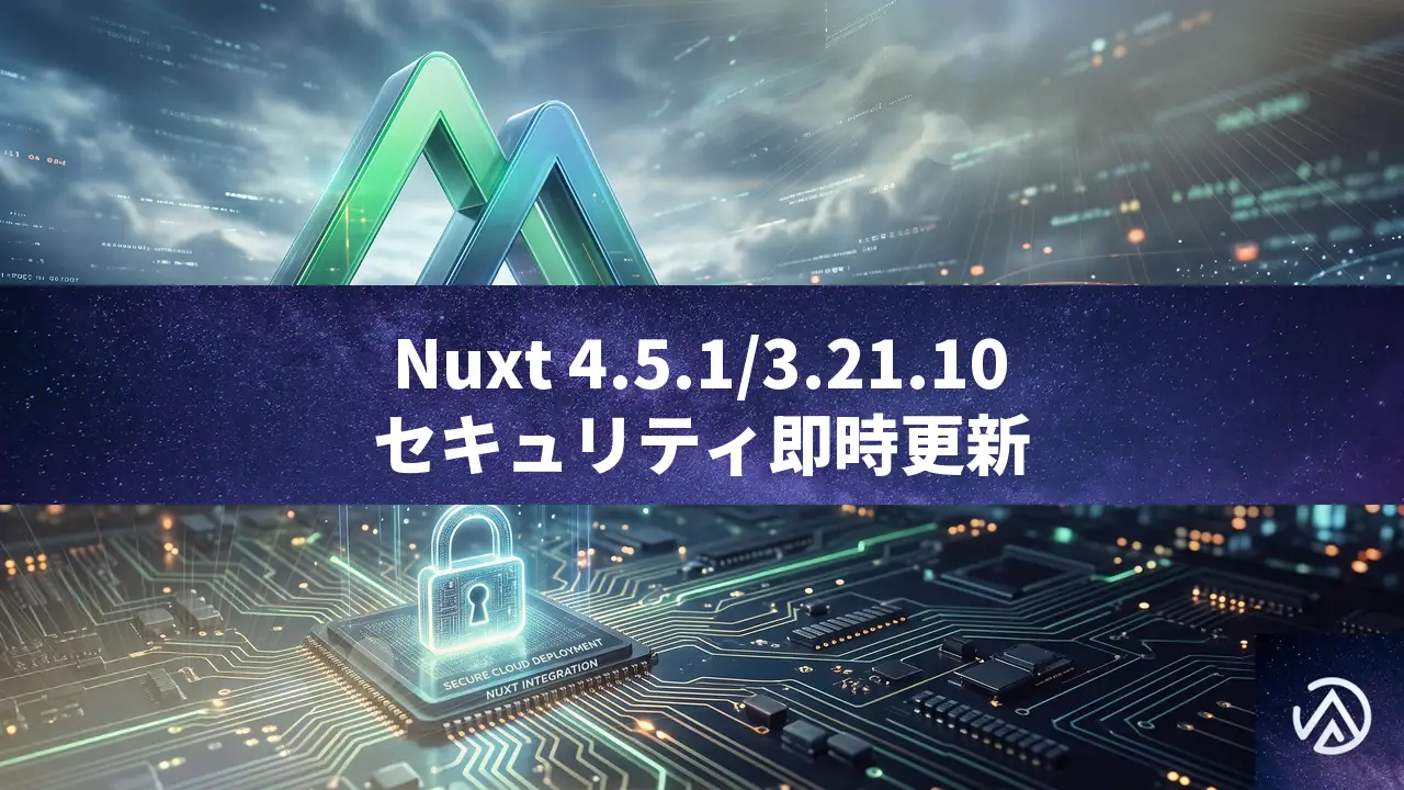 Nuxt 4.5.1/3.21.10セキュリティパッチ公開。サーバーRCEや認証バイパスを修正