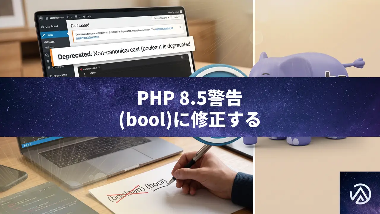 PHP 8.5で(boolean)キャストの非推奨警告が出た時のWordPressでの対処法