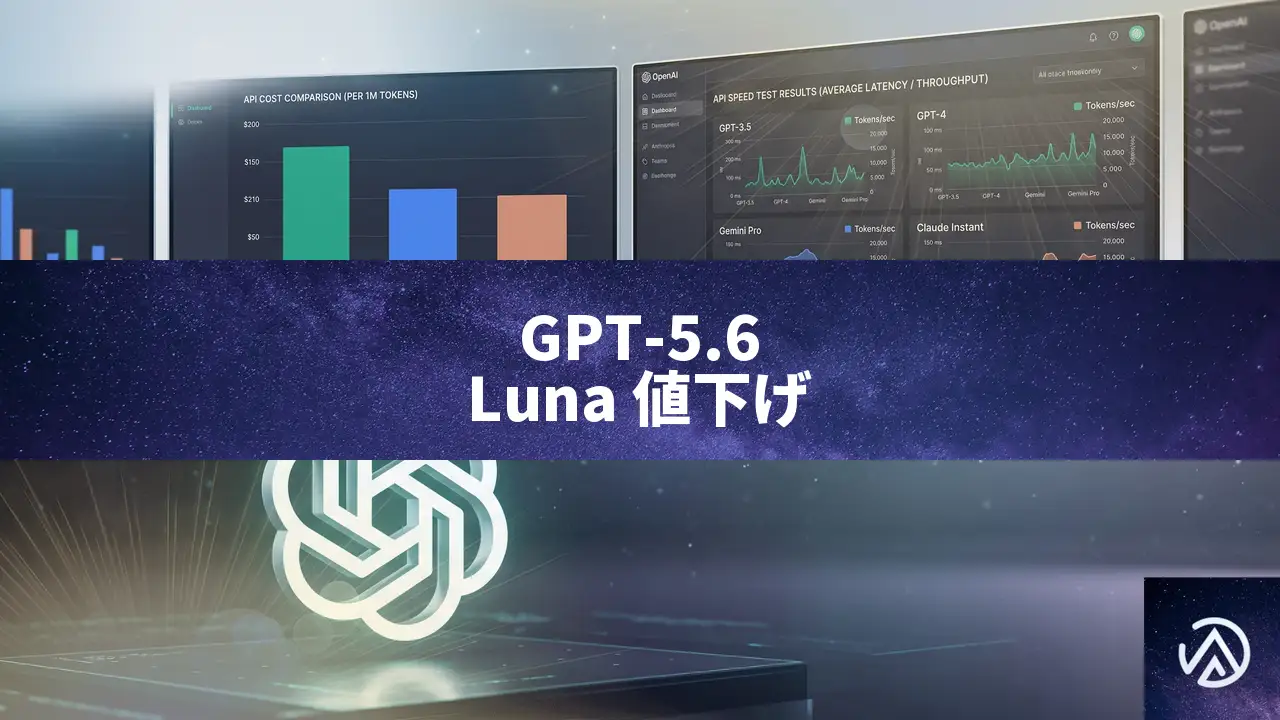 GPT-5.6 API料金改定、Lunaは80%値下げでTerraも20%減。Fastモード登場