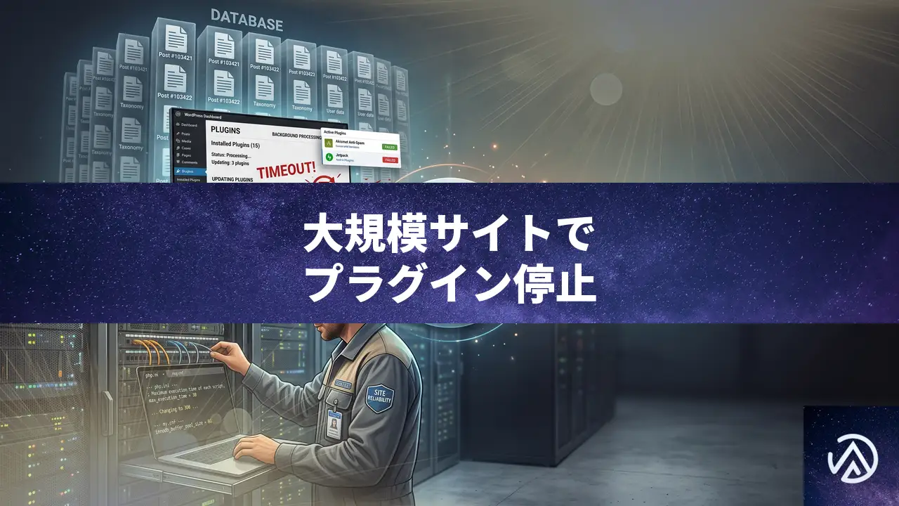 大規模WordPressサイトでプラグインが途中で止まるエラーの解決法