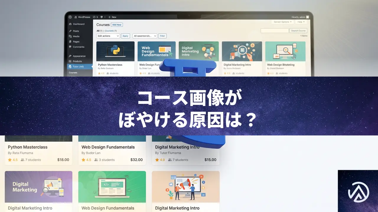 Tutor LMSでコース画像が小さくぼやける原因と画像サイズ変更の手順
