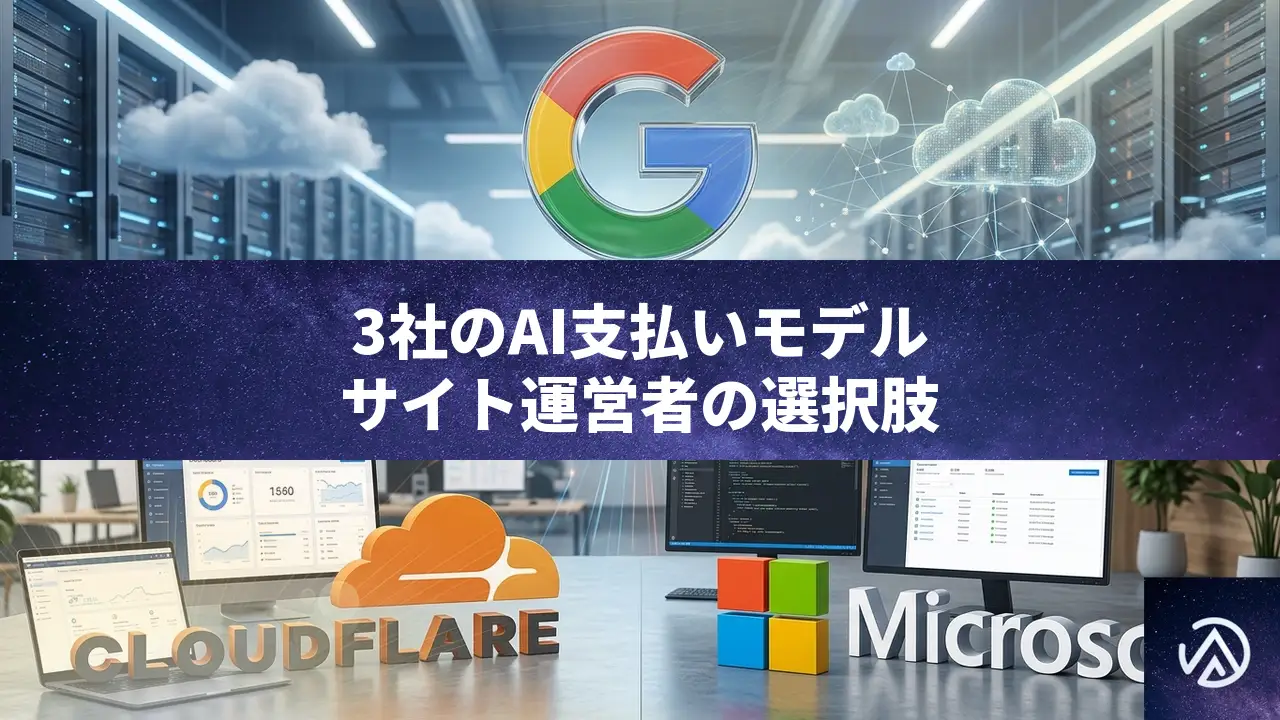 GoogleのAIコンテンツ支払い、CloudflareとMicrosoftが示す3つの設計思想