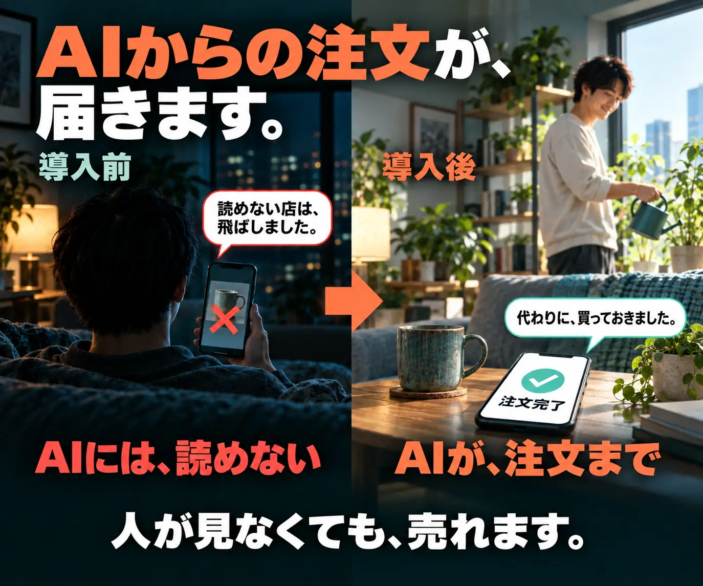 AIからの注文が、届きます|導入前と導入後の比較、スマホ操作と荷物の受け取り