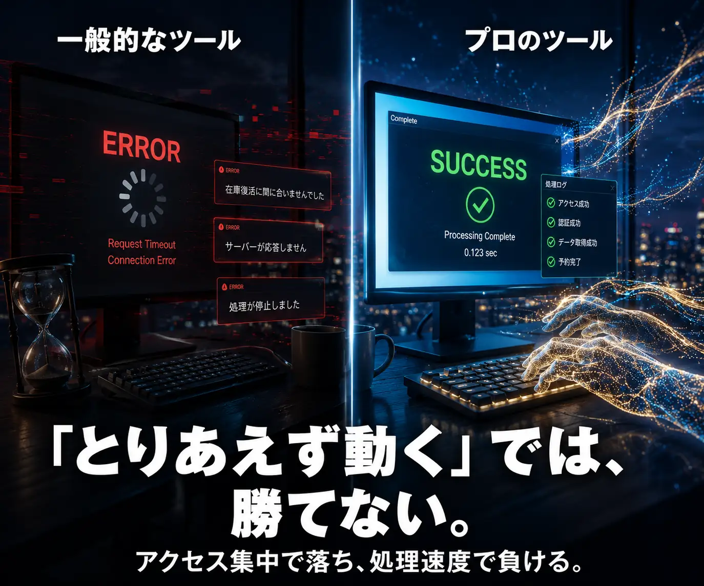 「とりあえず動く」では、勝てない|エラー画面と成功画面の対比