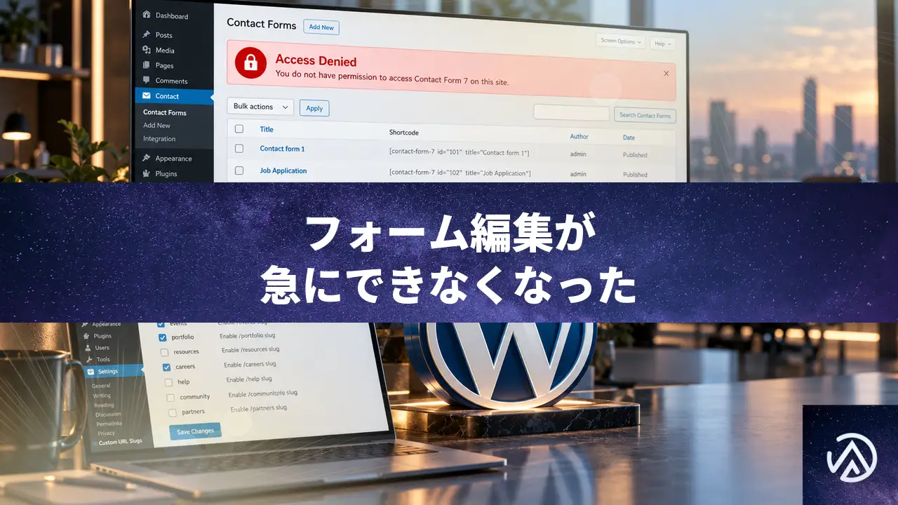 Contact Form 7更新後にフォーム管理画面へアクセスできない時の原因と直し方