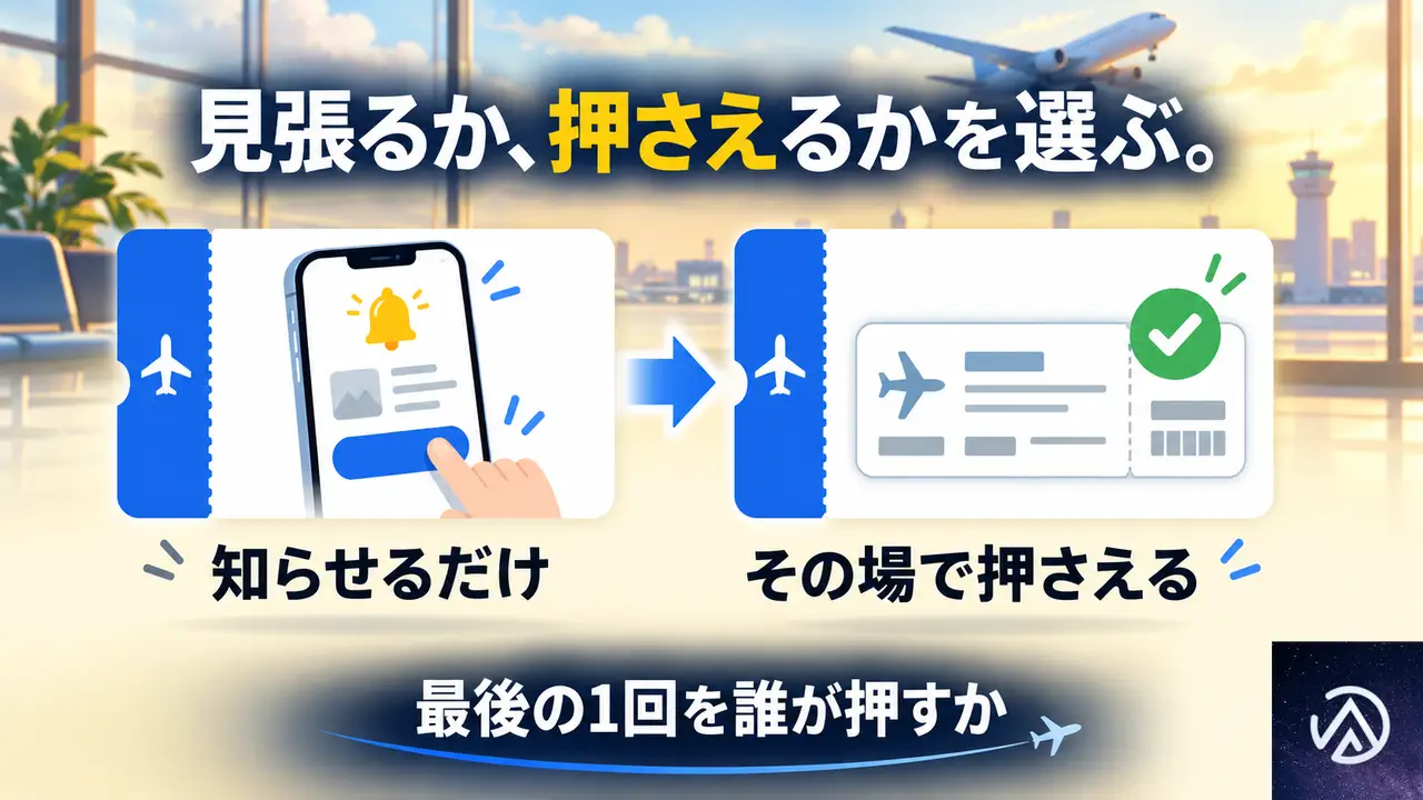 見張って知らせるだけと、予約まで自動にするのは何が違うのか