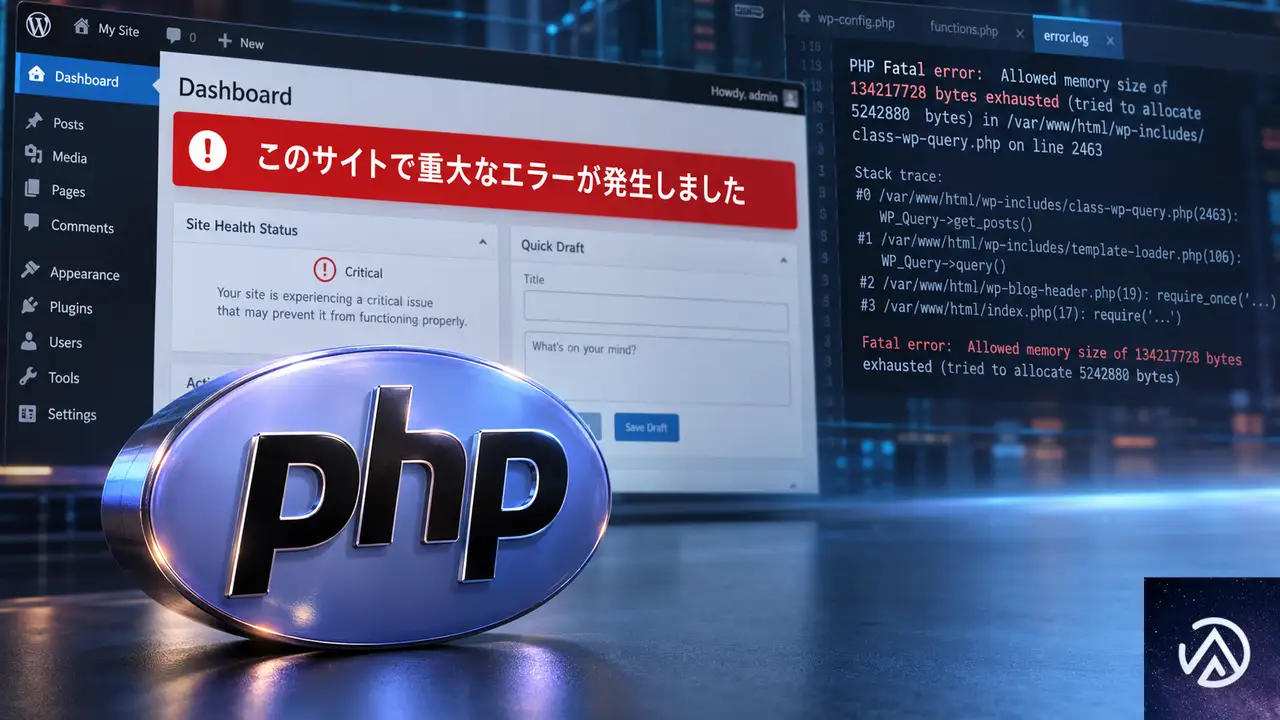 なぜ「このサイトで重大なエラーが発生しました」と表示されるのか
