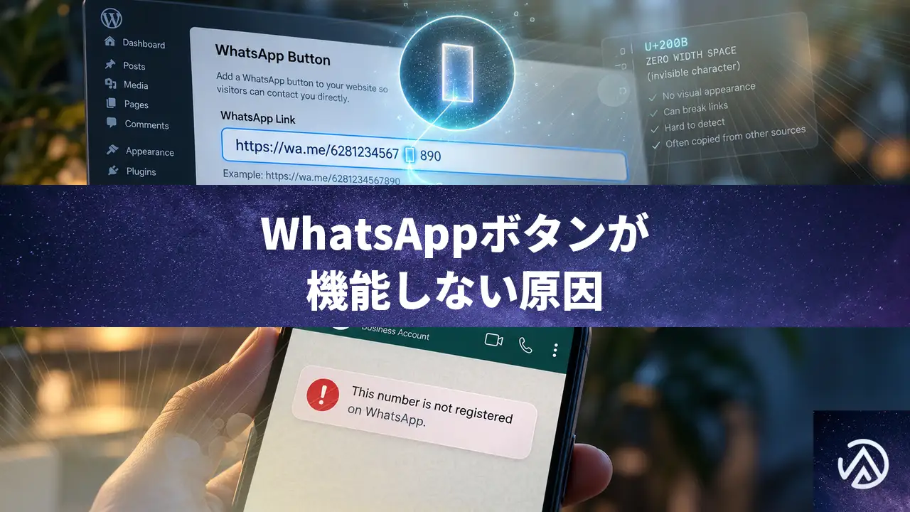 WhatsAppボタンがモバイルで機能しない原因とゼロ幅スペースの除去方法