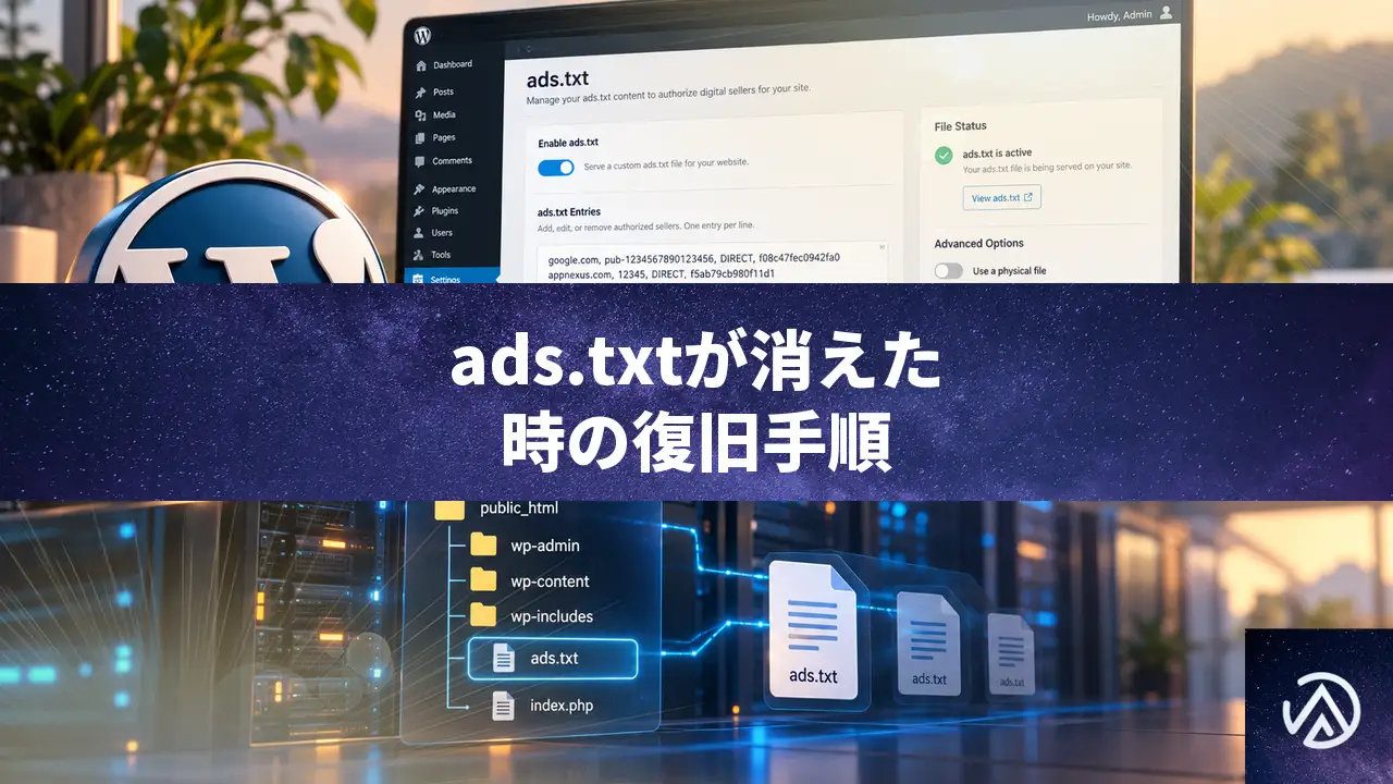 ads.txtが消えた時の復旧手順とプラグイン更新後の対処法