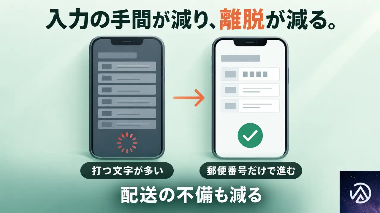 住所自動入力を入れると変わること