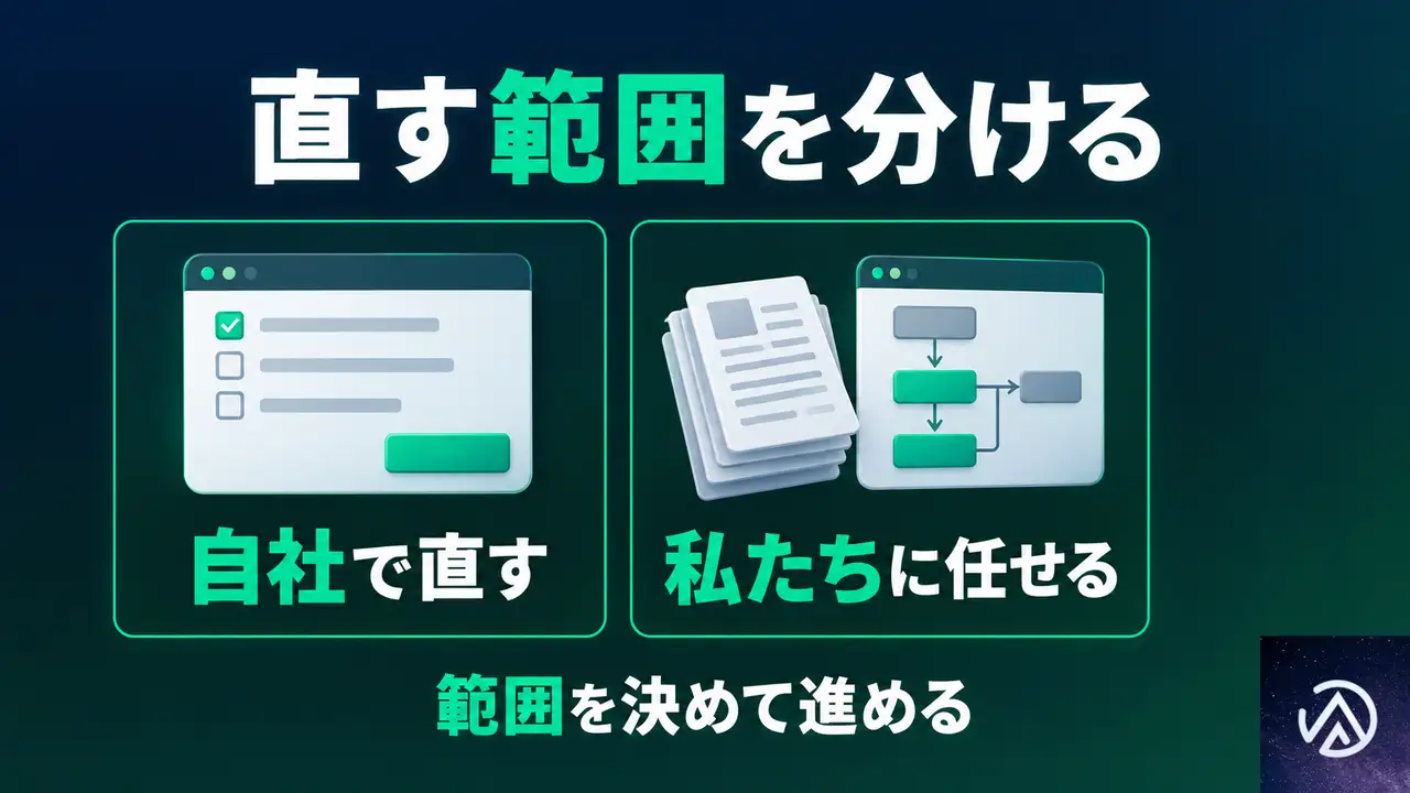 自社で直すか、修正まで任せるかを分ける