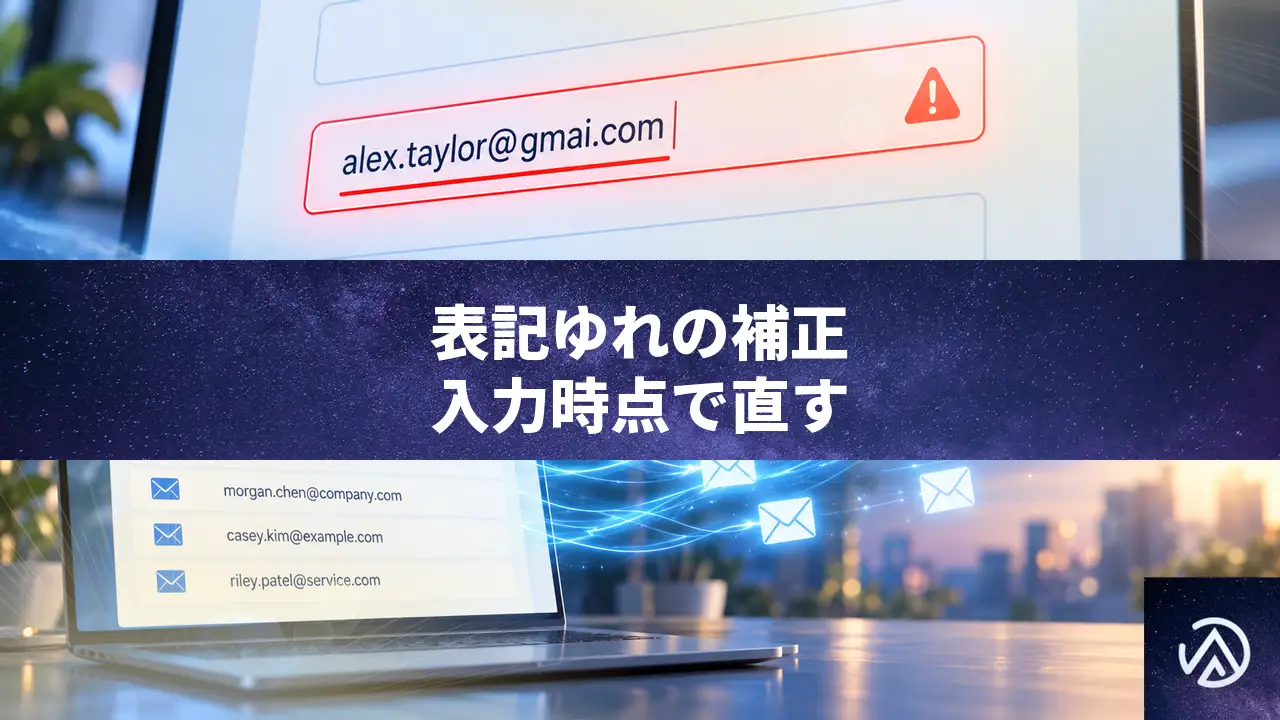 メールアドレスの表記ゆれを補正するツールの役割と、入力時点で直す仕組み