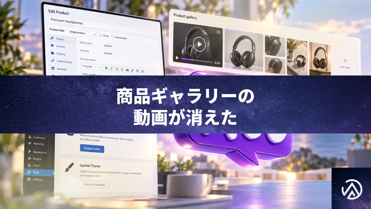 Woostify更新後に商品ギャラリーの動画が消えた時の原因と直し方